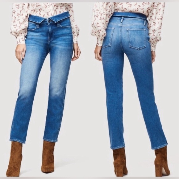 Frame Denim Jeans,  Le High Straight Fold Over Waist, Size 28 in Stallis - Picture 1 of 10